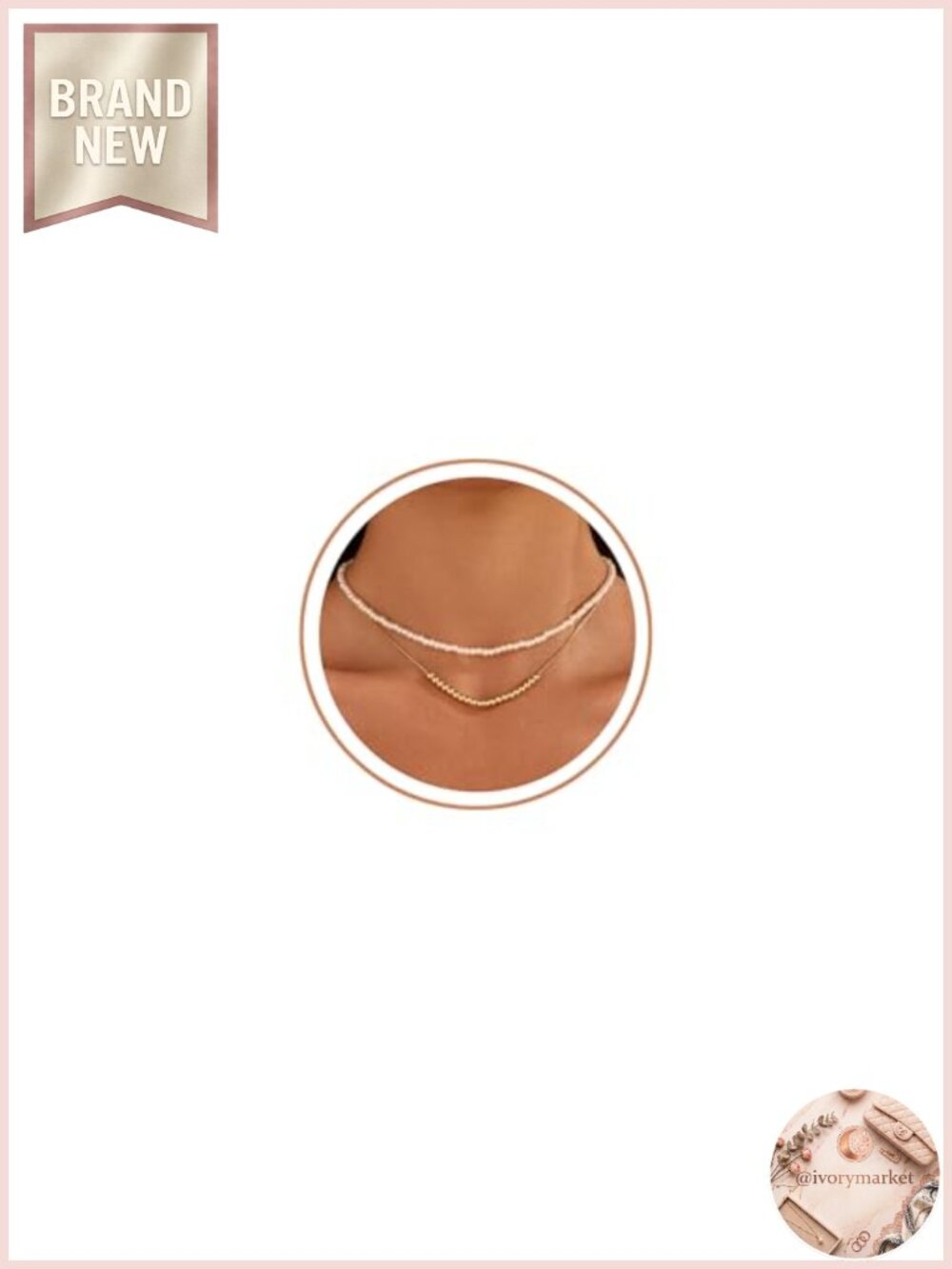 Pearl Choker Necklace Set, Dainty Layering Necklaces, 18k Gold Plated